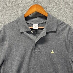 Brooks Brothers 1818 Mens Gray Performance Polo Shirt Sz Large Gold Logo